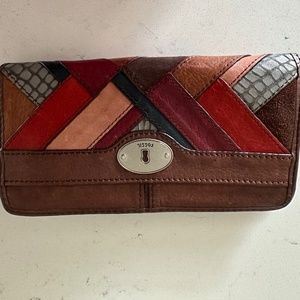 Fossil Marlow Multicolored Patchwork Leather & Suede Wallet